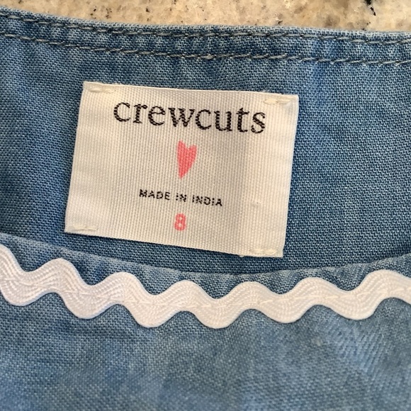 J Crew Crewcuts Blue Chambray Sundress with Flutter Sleeves Size 8 - Picture 5 of 6